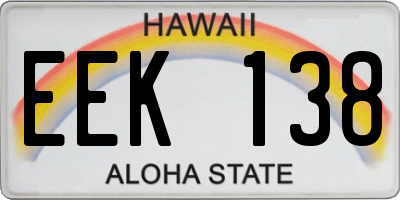 HI license plate EEK138