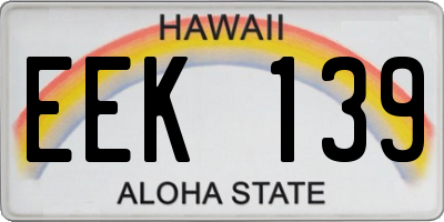 HI license plate EEK139