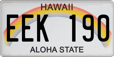 HI license plate EEK190