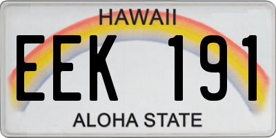 HI license plate EEK191