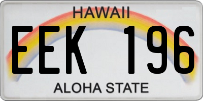 HI license plate EEK196