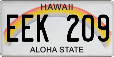 HI license plate EEK209