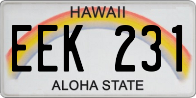 HI license plate EEK231