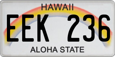 HI license plate EEK236