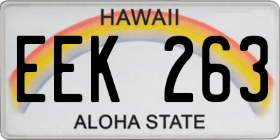 HI license plate EEK263