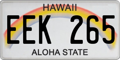 HI license plate EEK265