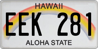 HI license plate EEK281