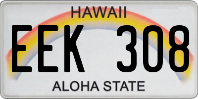 HI license plate EEK308