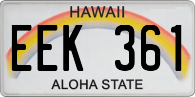 HI license plate EEK361