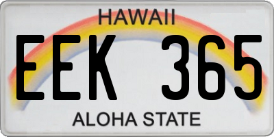 HI license plate EEK365