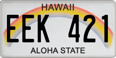 HI license plate EEK421