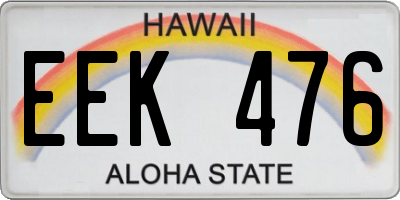 HI license plate EEK476