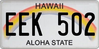 HI license plate EEK502