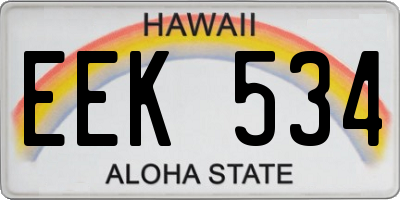 HI license plate EEK534