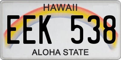 HI license plate EEK538