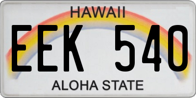 HI license plate EEK540