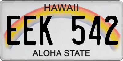 HI license plate EEK542