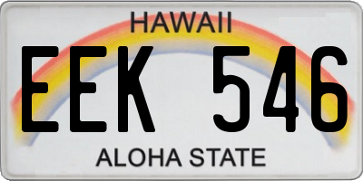 HI license plate EEK546
