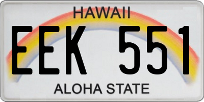 HI license plate EEK551