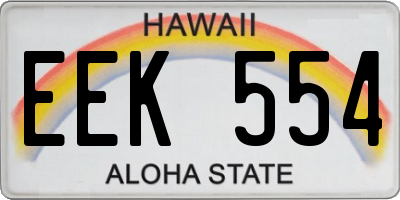 HI license plate EEK554