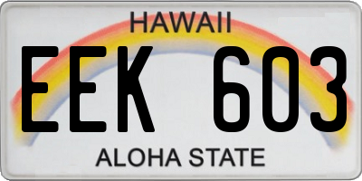 HI license plate EEK603