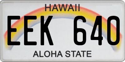 HI license plate EEK640