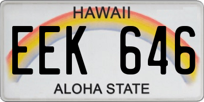 HI license plate EEK646