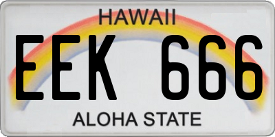 HI license plate EEK666