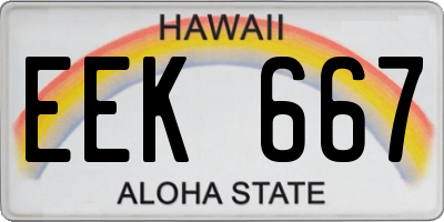 HI license plate EEK667