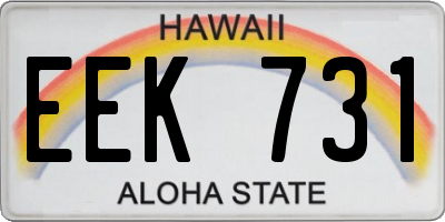HI license plate EEK731