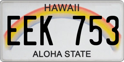 HI license plate EEK753