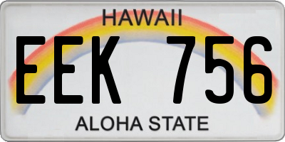 HI license plate EEK756