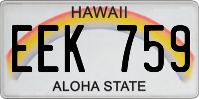 HI license plate EEK759