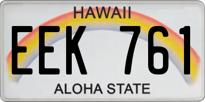HI license plate EEK761