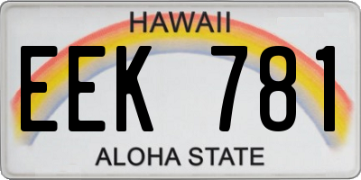 HI license plate EEK781