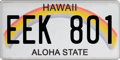 HI license plate EEK801