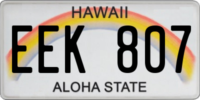 HI license plate EEK807