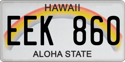 HI license plate EEK860