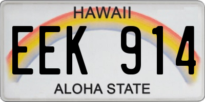 HI license plate EEK914