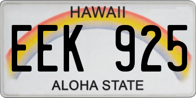 HI license plate EEK925