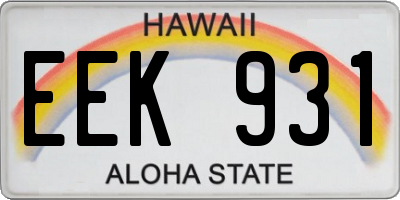 HI license plate EEK931
