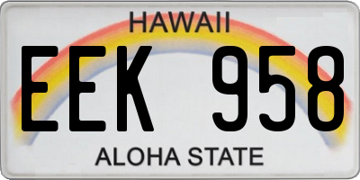 HI license plate EEK958