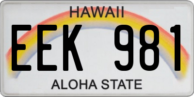 HI license plate EEK981