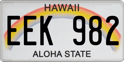 HI license plate EEK982