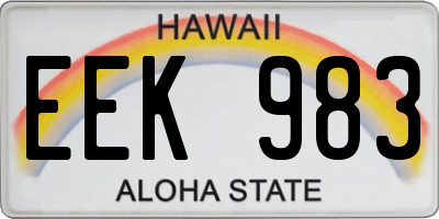 HI license plate EEK983