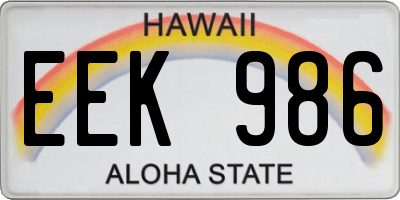 HI license plate EEK986
