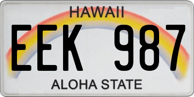 HI license plate EEK987