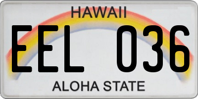 HI license plate EEL036