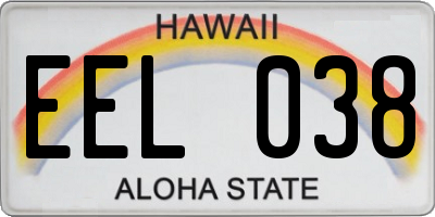 HI license plate EEL038