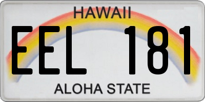 HI license plate EEL181